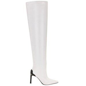 COURREGES Sharp Leather High Boots in Heritage White 38 New Womens Over the Knee